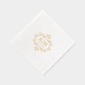 Fine Filigree Gold Wedding Initialen ID871 Folie Servetten (Rechts)