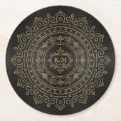 Fine Filigree Gold Wedding Mandala ID871 Ronde Kartonnen Onderzetter (Voorkant)