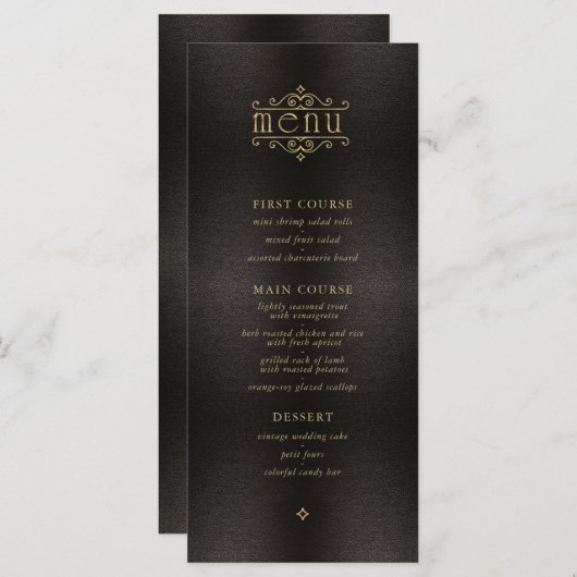 Fine Filigree Gold Wedding Menu V2 ID871 (Voorkant / Achterkant)