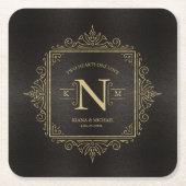 Fine Filigree Gold Wedding Monogram ID871 Kartonnen Onderzetters (Voorkant)