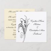 Fine Floral Metallic Gold & Black Wedding Invites Kaart (Voorkant / Achterkant)