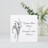 Fine Floral Metallic Gold & Black Wedding Invites Kaart (Staand voorkant)