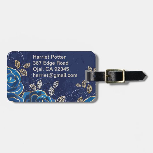 Fine Flower Cool Cute Girly Retro Floral Bagagelabel (Voorkant horizontaal)