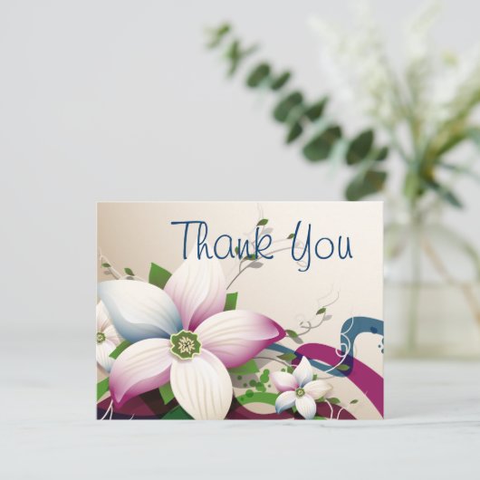 Fine Flower Cool Cute Girly Retro Floral Briefkaart (Staand voorkant)