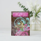 Fine Flower Cool Cute Girly Retro Floral Briefkaart (Staand voorkant)