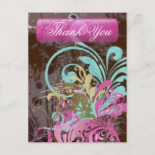 Fine Flower Cool Cute Girly Retro Floral Briefkaart