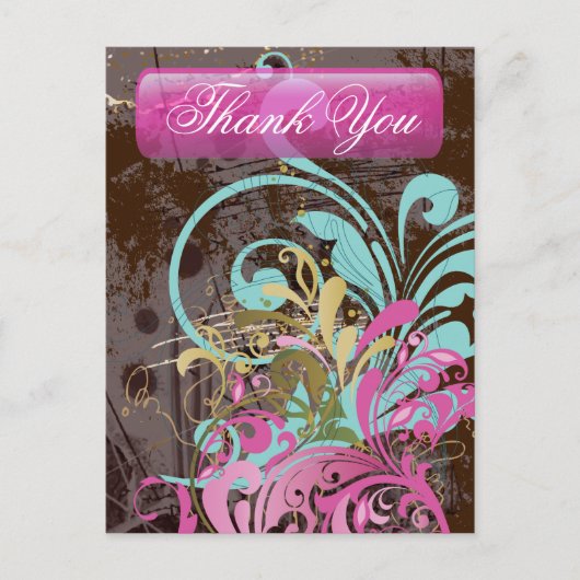 Fine Flower Cool Cute Girly Retro Floral Briefkaart (Voorkant)
