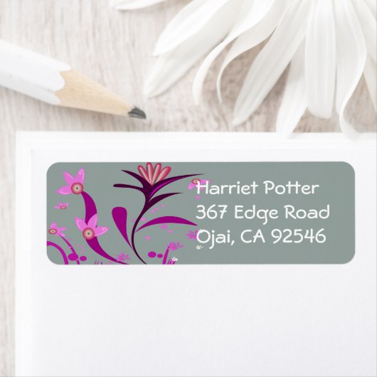 Fine Flower Cool Cute Girly Retro Floral Etiket (Insitu)