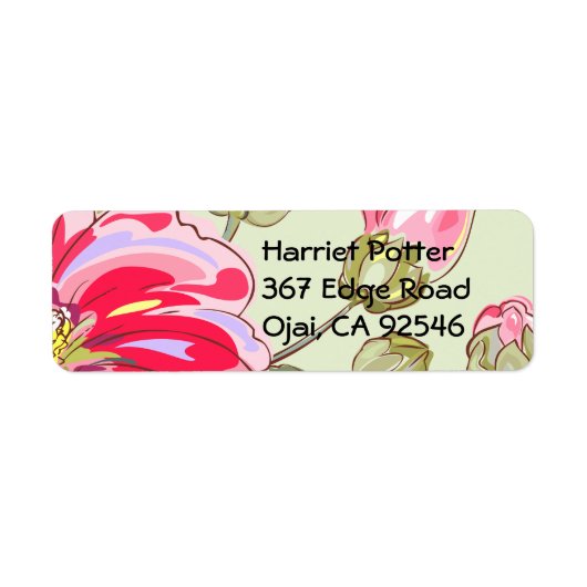 Fine Flower Cool Cute Girly Retro Floral Etiket (Voorkant)