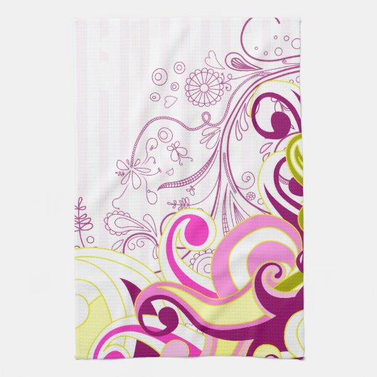 Fine Flower Cool Cute Girly Retro Floral Theedoek (Verticaal)