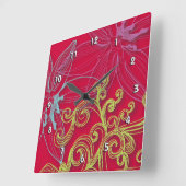 Fine Flower Cool Cute Girly Retro Floral Vierkante Klok (Hoek)