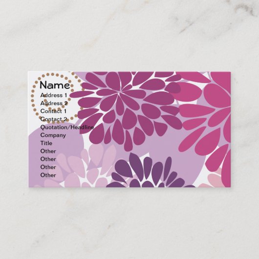 Fine Flower Cool Cute Girly Retro Floral Visitekaartje (Voorkant)