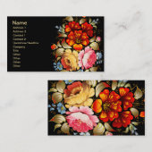 Fine Flower Cool Cute Girly Retro Floral Visitekaartje (Voorkant / Achterkant)