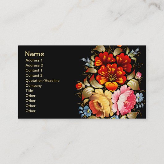 Fine Flower Cool Cute Girly Retro Floral Visitekaartje (Voorkant)