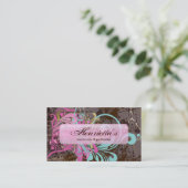 Fine Flower Cool Cute Girly Retro Floral Visitekaartje (Staand voorkant)