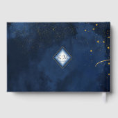 Fine Gold Lines Abstract bruiloft Navy ID867 Gastenboek (Achterkant)