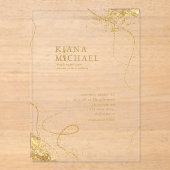 Fine Gold Lines Abstract Huwelijk Transparant ID86 Acryl Uitnodigingen (Voorkant)