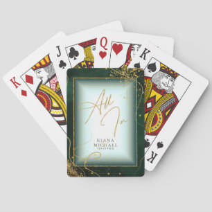 Fine Gold Lines Abstract Wedding All in Grn ID867 Pokerkaarten
