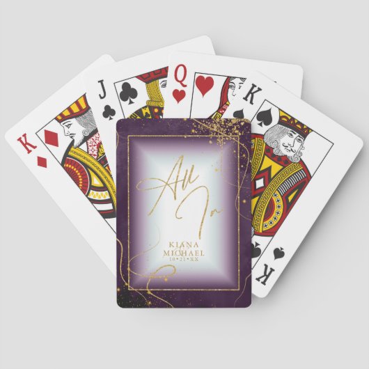 Fine Gold Lines Abstract Wedding All in Plum ID867 Pokerkaarten (Achterkant)