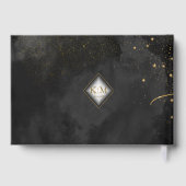Fine Gold Lines Abstract Wedding Black ID867 Gastenboek (Achterkant)