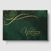 Fine Gold Lines Abstract Wedding Emerald ID867 Gastenboek (Voorkant)