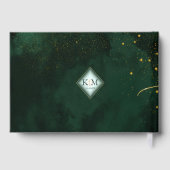 Fine Gold Lines Abstract Wedding Emerald ID867 Gastenboek (Achterkant)