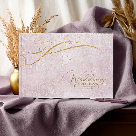 Fine Gold Lines Abstract Wedding Mauve ID867 Gastenboek