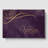 Fine Gold Lines Abstract Wedding Plum ID867 Gastenboek (Voorkant)