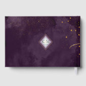 Fine Gold Lines Abstract Wedding Plum ID867 Gastenboek (Achterkant)