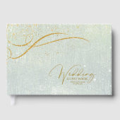 Fine Gold Lines Abstract Wedding Sage ID867 Gastenboek (Voorkant)