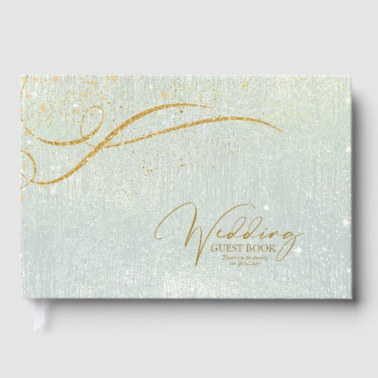 Fine Gold Lines Abstract Wedding Sage ID867 Gastenboek (Voorkant)