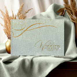 Fine Gold Lines Abstract Wedding Sage ID867 Gastenboek