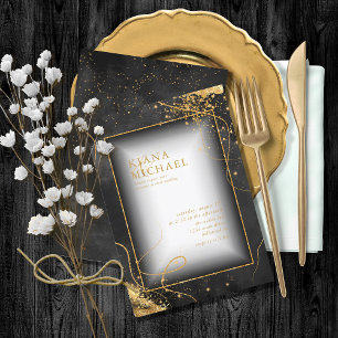 Fine Gold Lines Abstract Wedding V2 Black ID867
