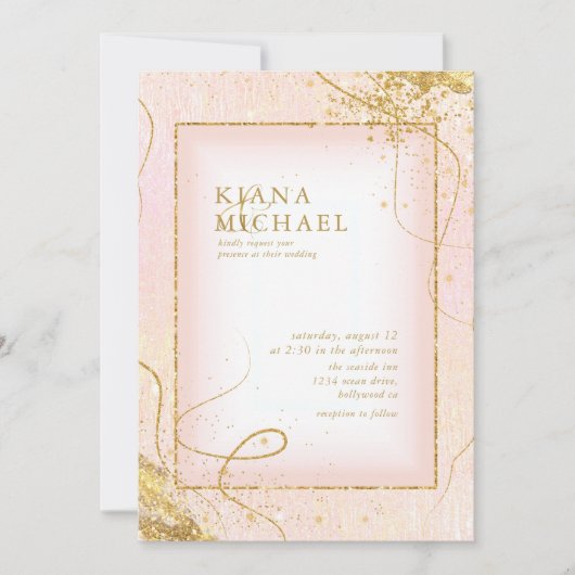 Fine Gold Lines Abstract Wedding V2 Blush ID867 (Voorkant)