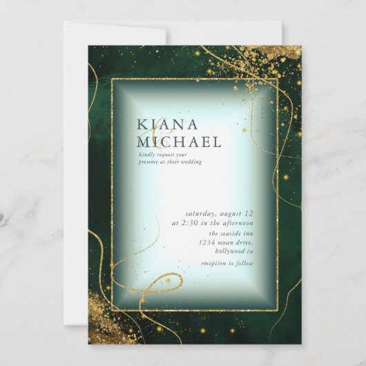 Fine Gold Lines Abstract Wedding V2 Emerald ID867 (Voorkant)