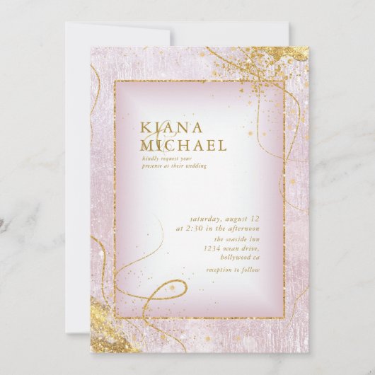 Fine Gold Lines Abstract Wedding V2 Mauve ID867 (Voorkant)