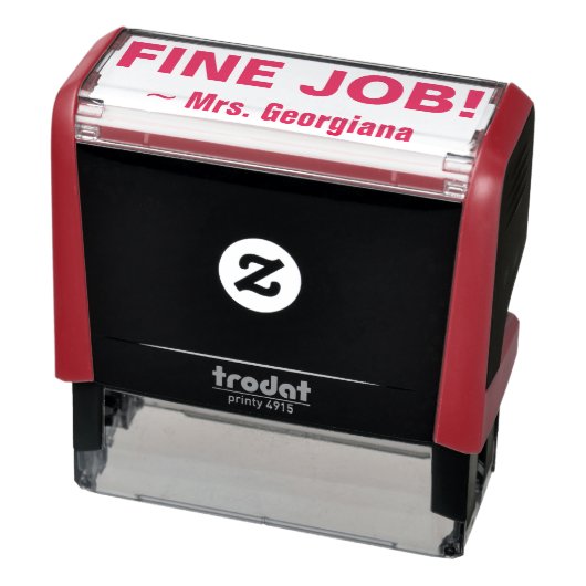 "FINE JOB!" + Leraar Naam Rubber Stempel (Product)