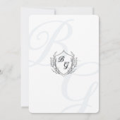 Fine-line classic  Crest monogram bruiloft Kaart (Achterkant)