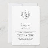 Fine-line classic  Crest monogram bruiloft Kaart (Voorkant)