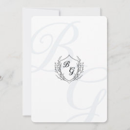 Fine-line classic  Crest monogram bruiloft Kaart