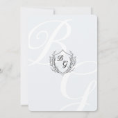 Fine-line classic  Crest monogram bruiloft Kaart (Achterkant)
