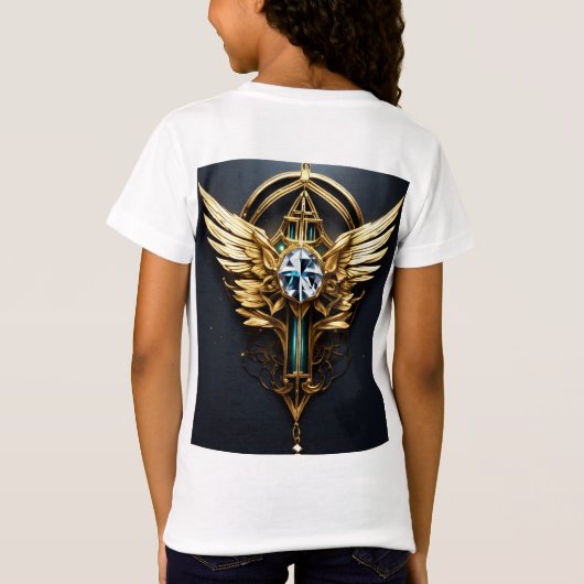 Fine Line Future-Style Wing Tattoo T-Shirt Design (Achterkant)
