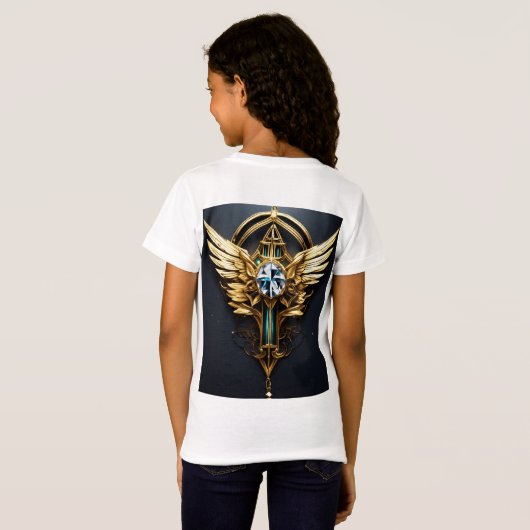 Fine Line Future-Style Wing Tattoo T-Shirt Design (Achterkant volledig)