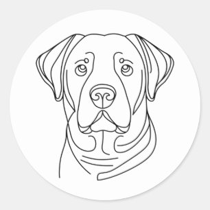 Fine Line Labrador Retriever Hond Ronde Sticker