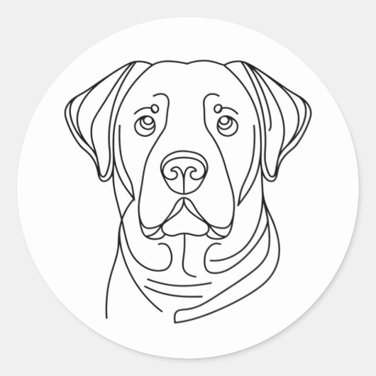Fine Line Labrador Retriever Hond Ronde Sticker (Voorkant)