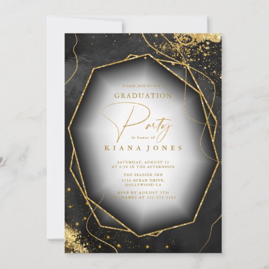 Fine Lines Gold Abstract Afstuderen Black ID907 (Achterkant)