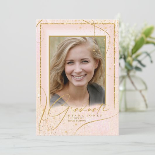 Fine Lines Gold Abstract Afstuderen Blush ID907 (Staand voorkant)