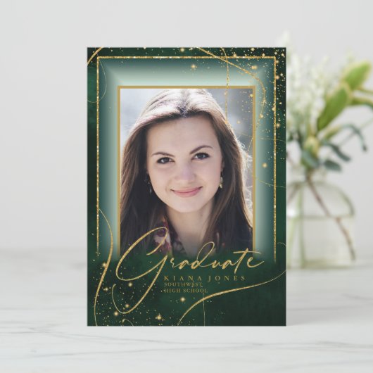 Fine Lines Gold Abstract Afstuderen Green ID907 (Staand voorkant)