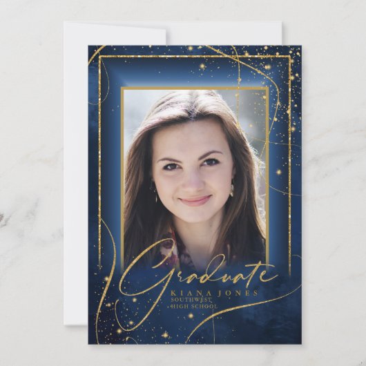 Fine Lines Gold Abstract Afstuderen Navy ID907 (Voorkant)