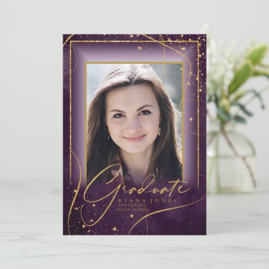 Fine Lines Gold Abstract Afstuderen Plum ID907 (Staand voorkant)